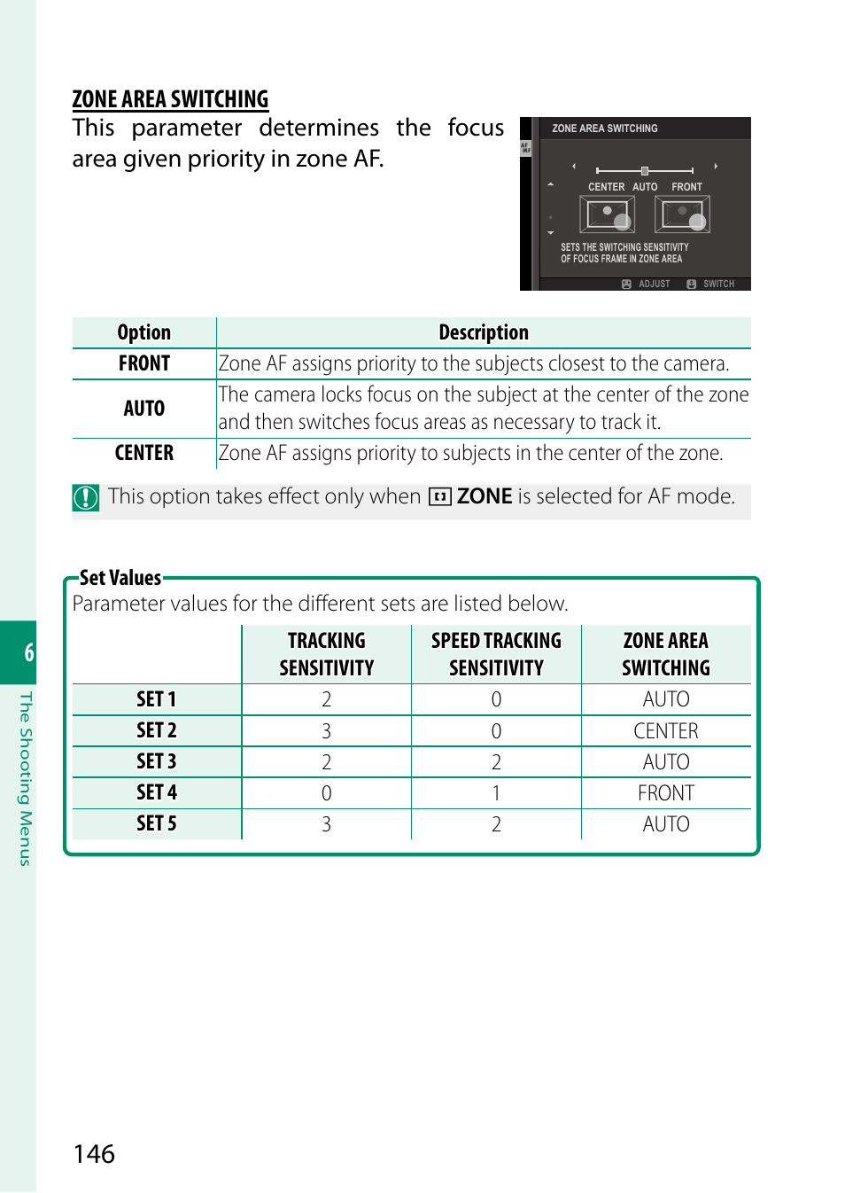 Zone area switching | FujiFilm X-T5 Mirrorless Camera (Silver) User Manual | Page 172 / 432