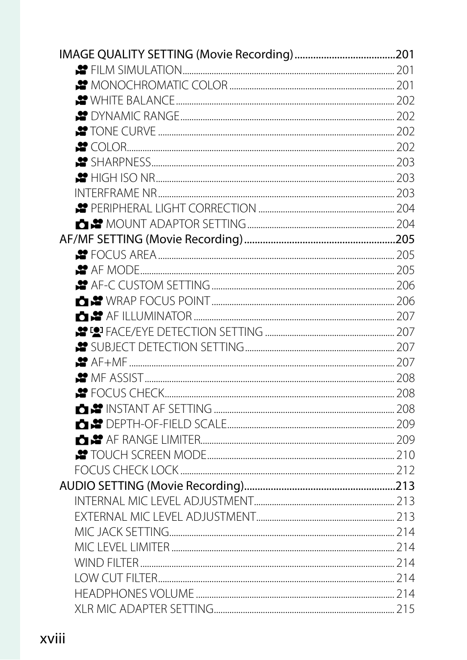 Xviii | FujiFilm X-T5 Mirrorless Camera (Silver) User Manual | Page 18 / 432