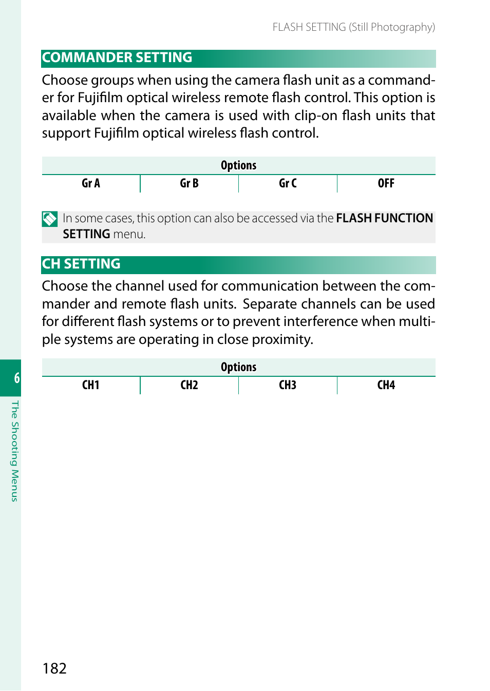 Commander setting, Ch setting, Commander setting ch setting | FujiFilm X-T5 Mirrorless Camera (Silver) User Manual | Page 208 / 432