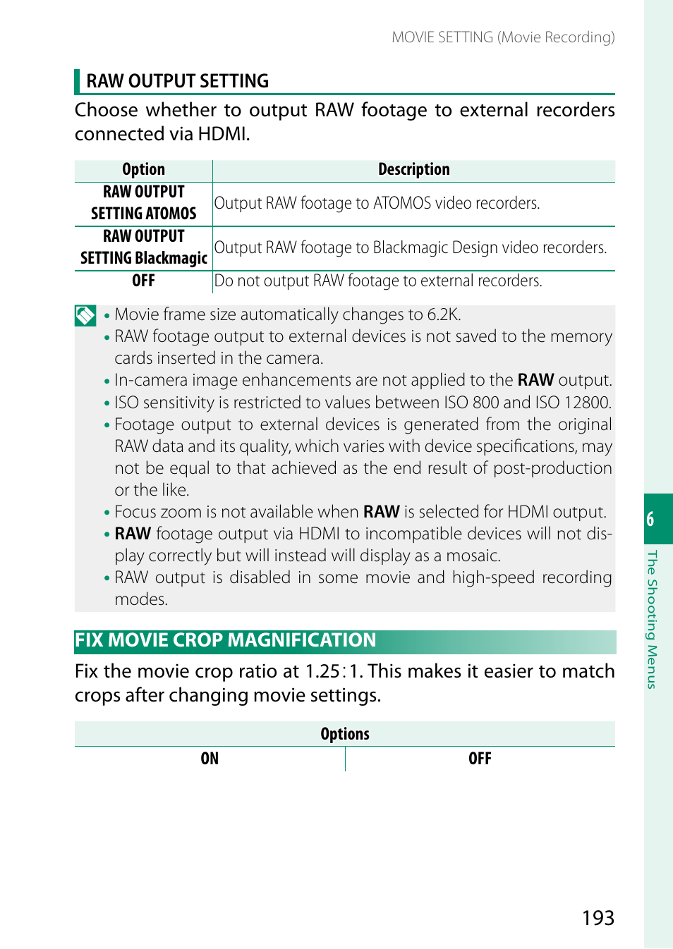 Fix movie crop magnification | FujiFilm X-T5 Mirrorless Camera (Silver) User Manual | Page 219 / 432
