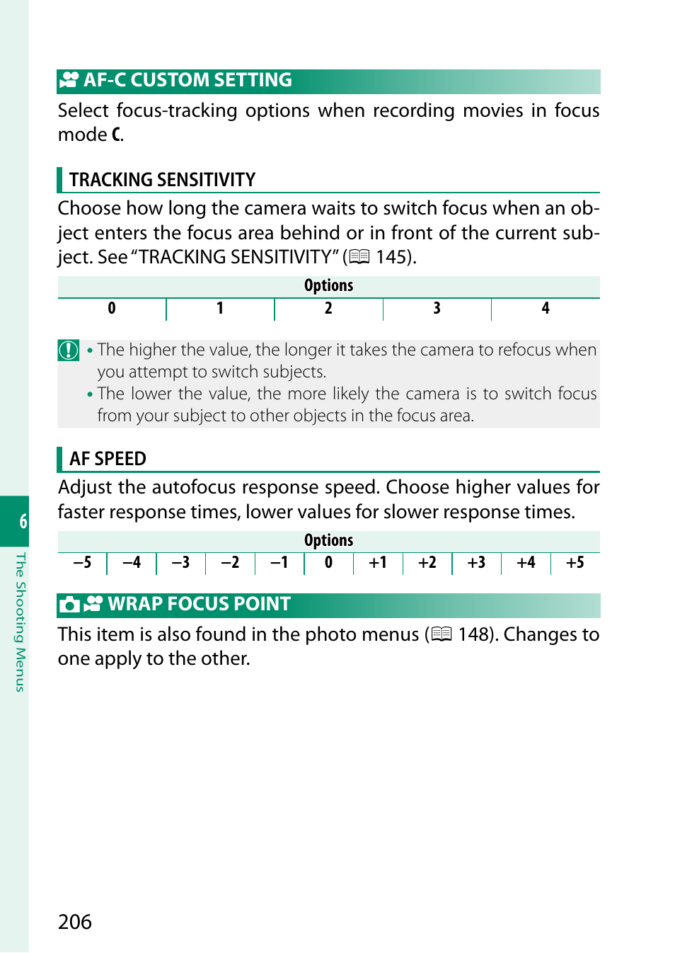 Af-c custom setting, Wrap focus point | FujiFilm X-T5 Mirrorless Camera (Silver) User Manual | Page 232 / 432