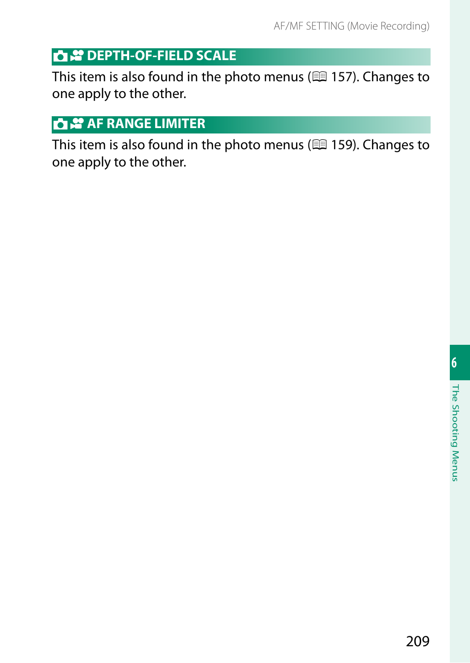 Depth-of-field scale, Af range limiter | FujiFilm X-T5 Mirrorless Camera (Silver) User Manual | Page 235 / 432