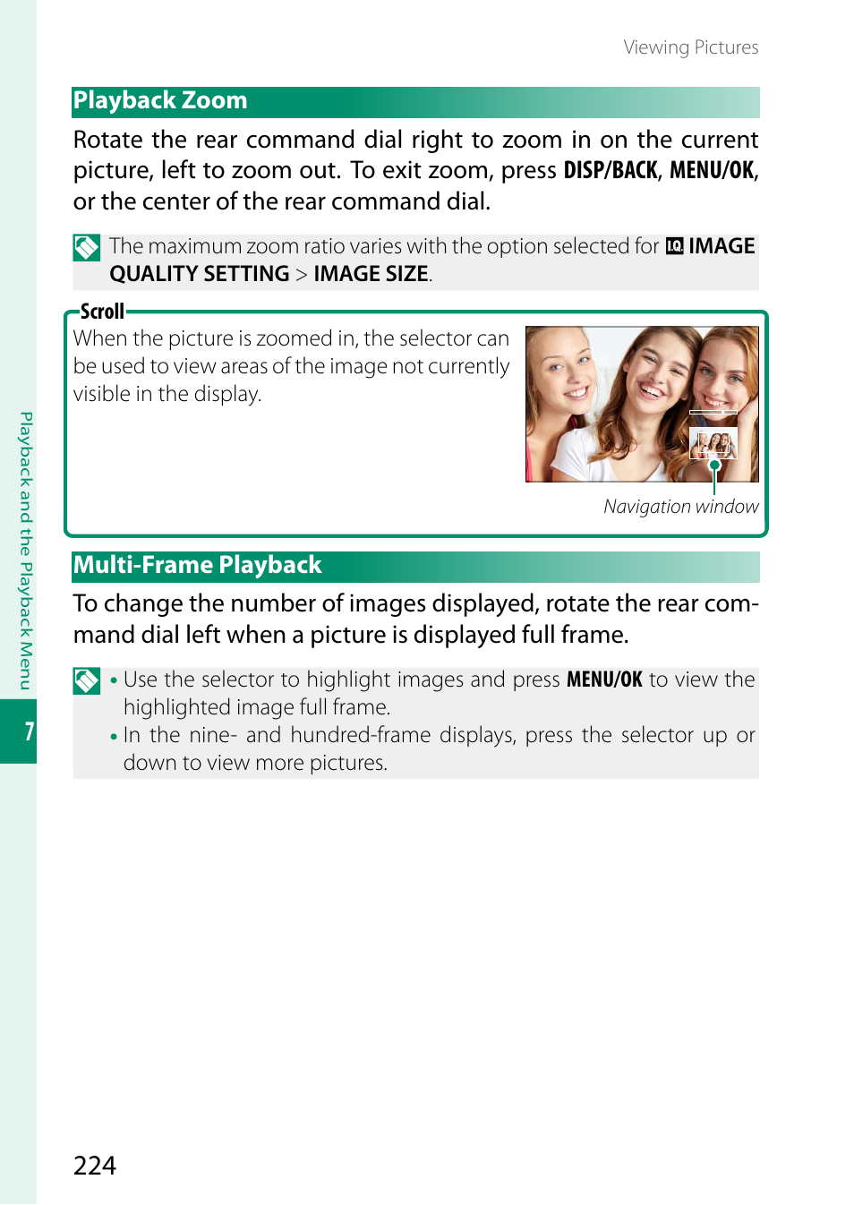 Playback zoom, Multi-frame playback, Playback zoom multi-frame playback | FujiFilm X-T5 Mirrorless Camera (Silver) User Manual | Page 250 / 432