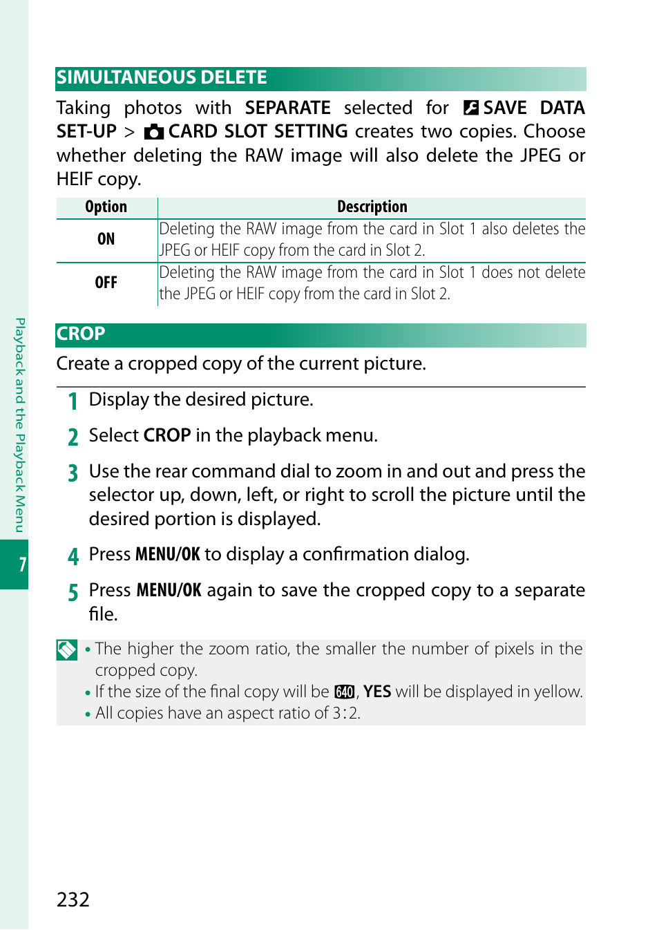 Simultaneous delete, Crop, Simultaneous delete crop | FujiFilm X-T5 Mirrorless Camera (Silver) User Manual | Page 258 / 432