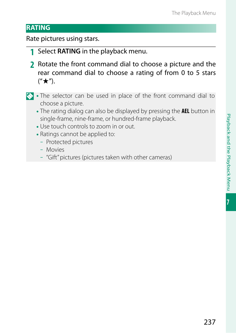 Rating | FujiFilm X-T5 Mirrorless Camera (Silver) User Manual | Page 263 / 432