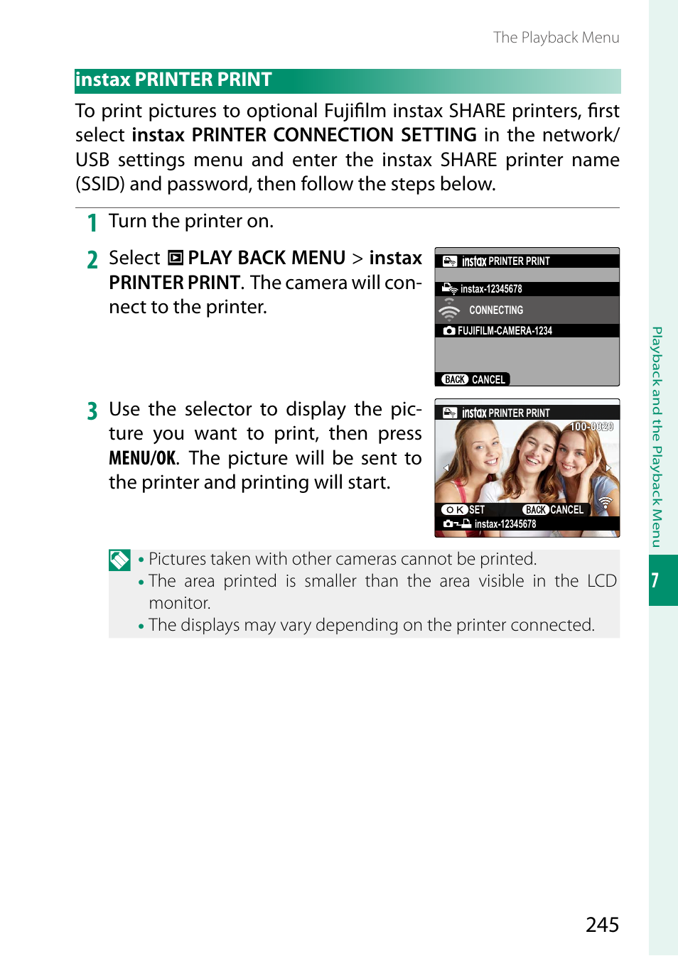 Instax printer print | FujiFilm X-T5 Mirrorless Camera (Silver) User Manual | Page 271 / 432