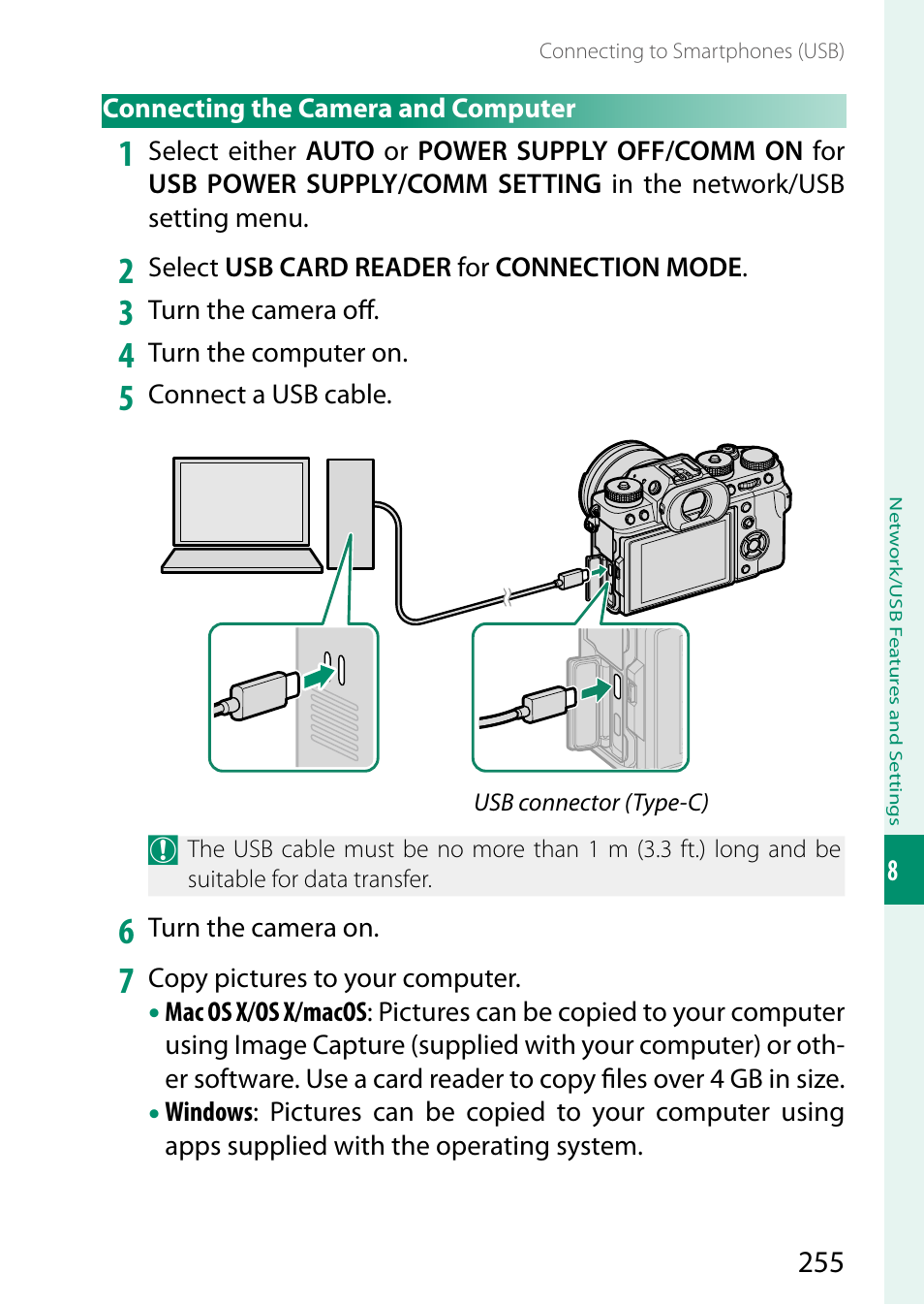 Connecting the camera and computer | FujiFilm X-T5 Mirrorless Camera (Silver) User Manual | Page 281 / 432
