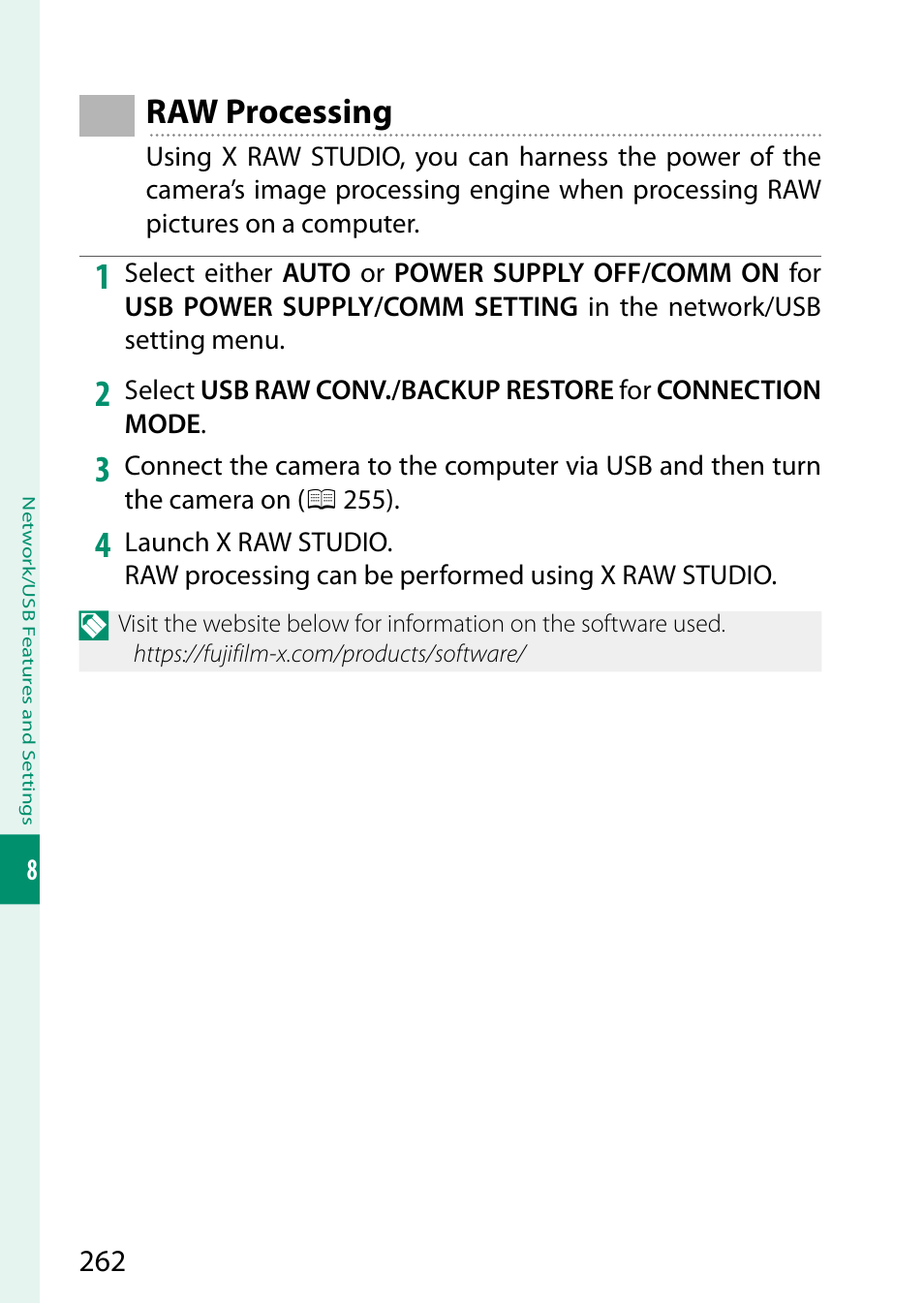 Raw processing | FujiFilm X-T5 Mirrorless Camera (Silver) User Manual | Page 288 / 432