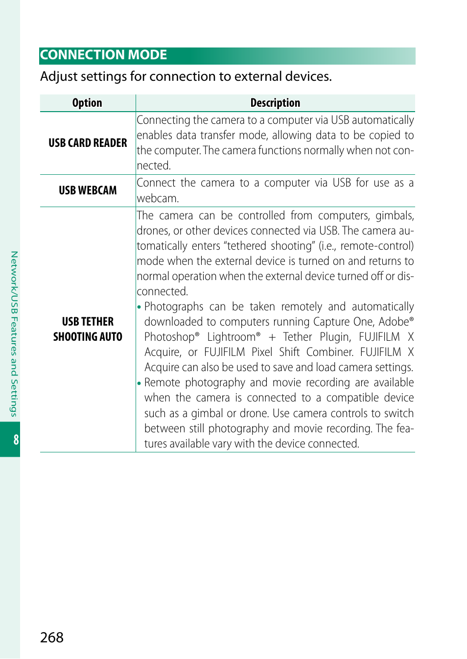 Connection mode | FujiFilm X-T5 Mirrorless Camera (Silver) User Manual | Page 294 / 432