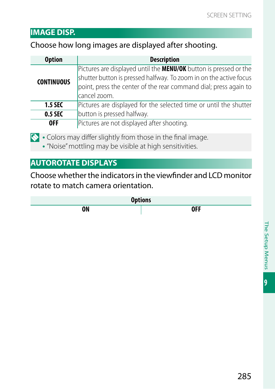 Image disp, Autorotate displays, Image disp autorotate displays | FujiFilm X-T5 Mirrorless Camera (Silver) User Manual | Page 311 / 432