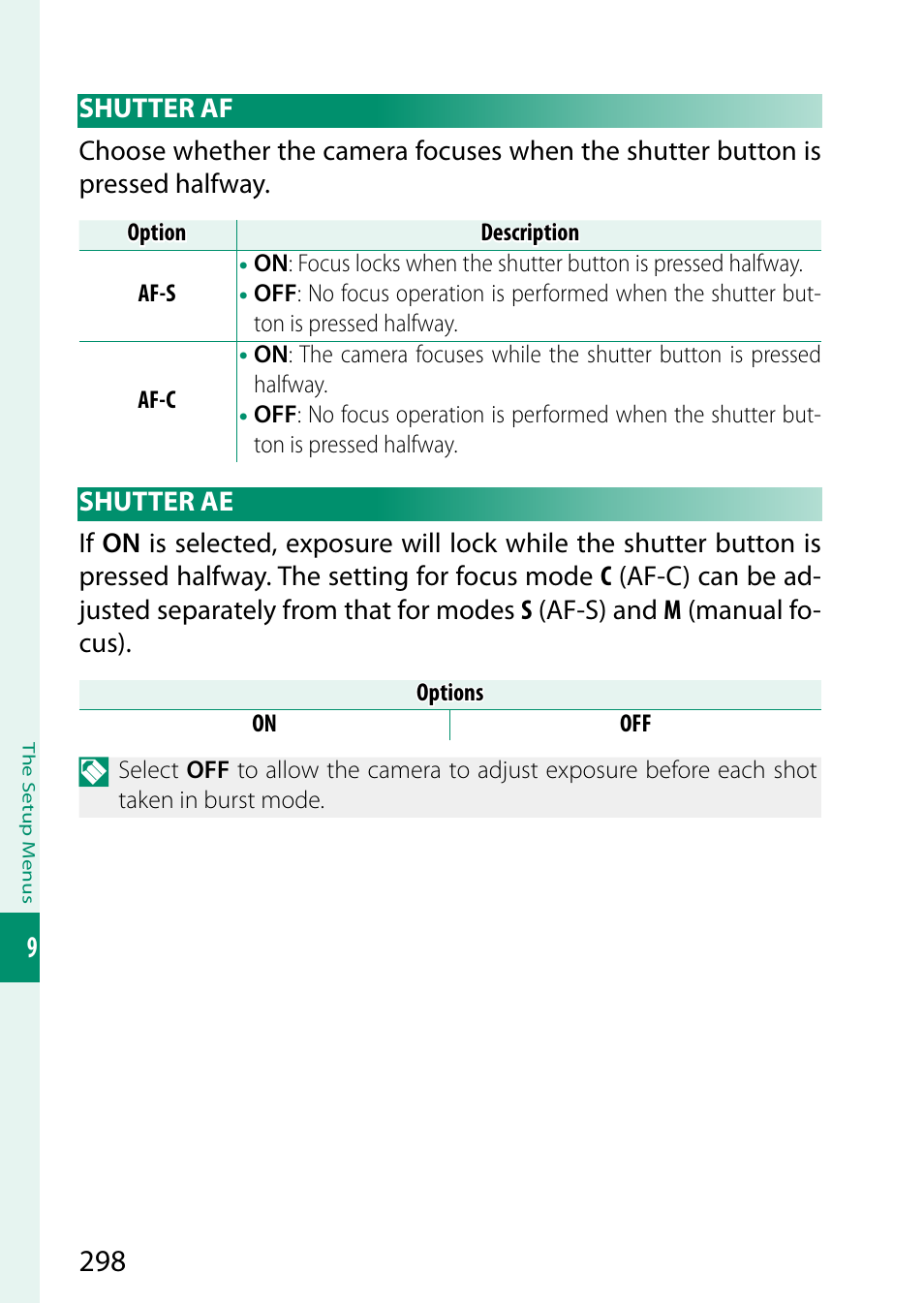 Shutter af, Shutter ae, Shutter af shutter ae | FujiFilm X-T5 Mirrorless Camera (Silver) User Manual | Page 324 / 432