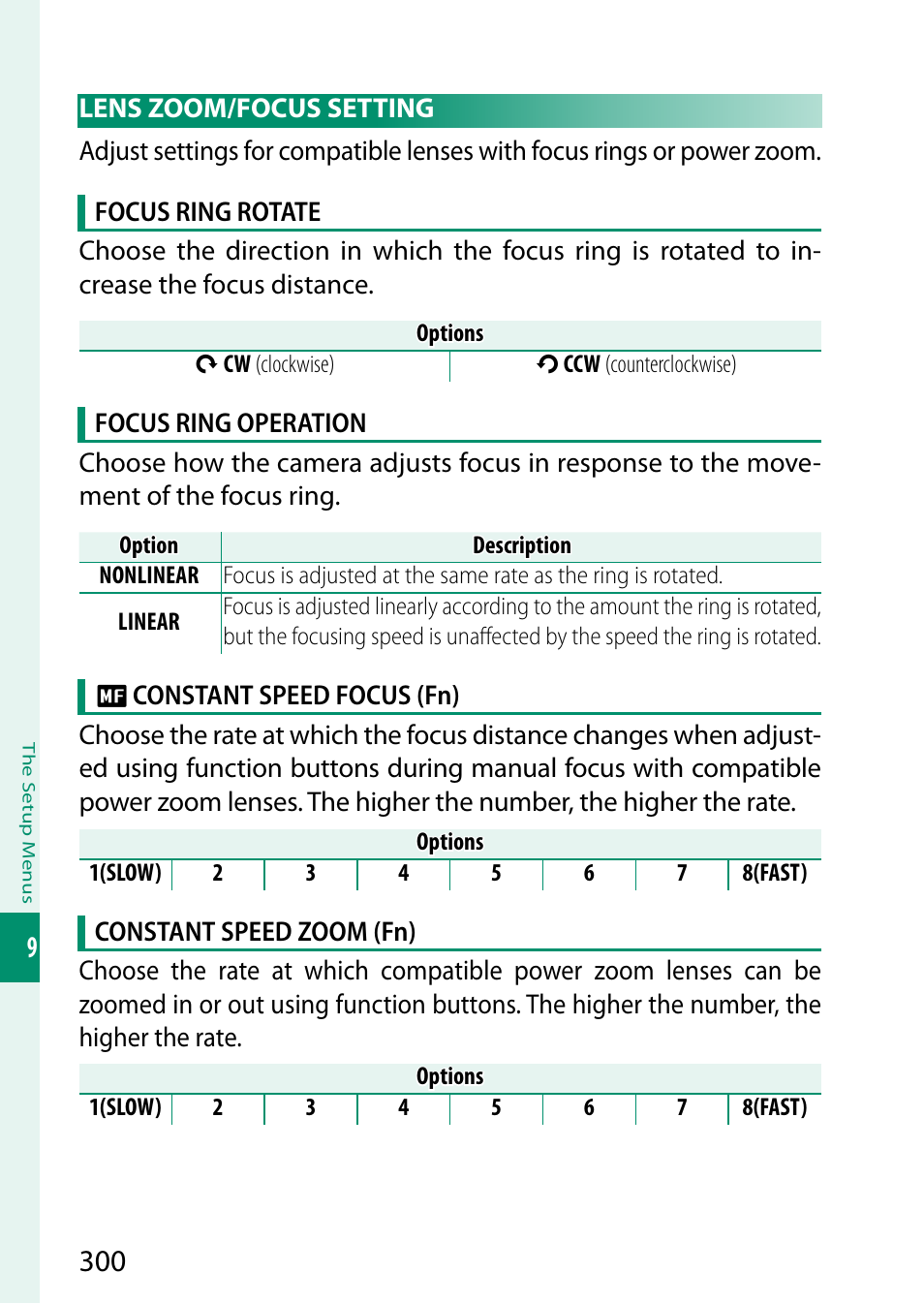 Lens zoom/focus setting | FujiFilm X-T5 Mirrorless Camera (Silver) User Manual | Page 326 / 432