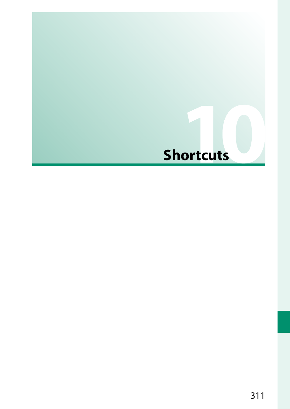 Shortcuts, Shortcuts 311 | FujiFilm X-T5 Mirrorless Camera (Silver) User Manual | Page 337 / 432