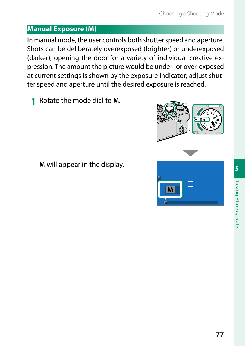 Manual exposure (m) | FujiFilm X-S20 Mirrorless Camera with 18-55mm Lens (Black) User Manual | Page 103 / 424