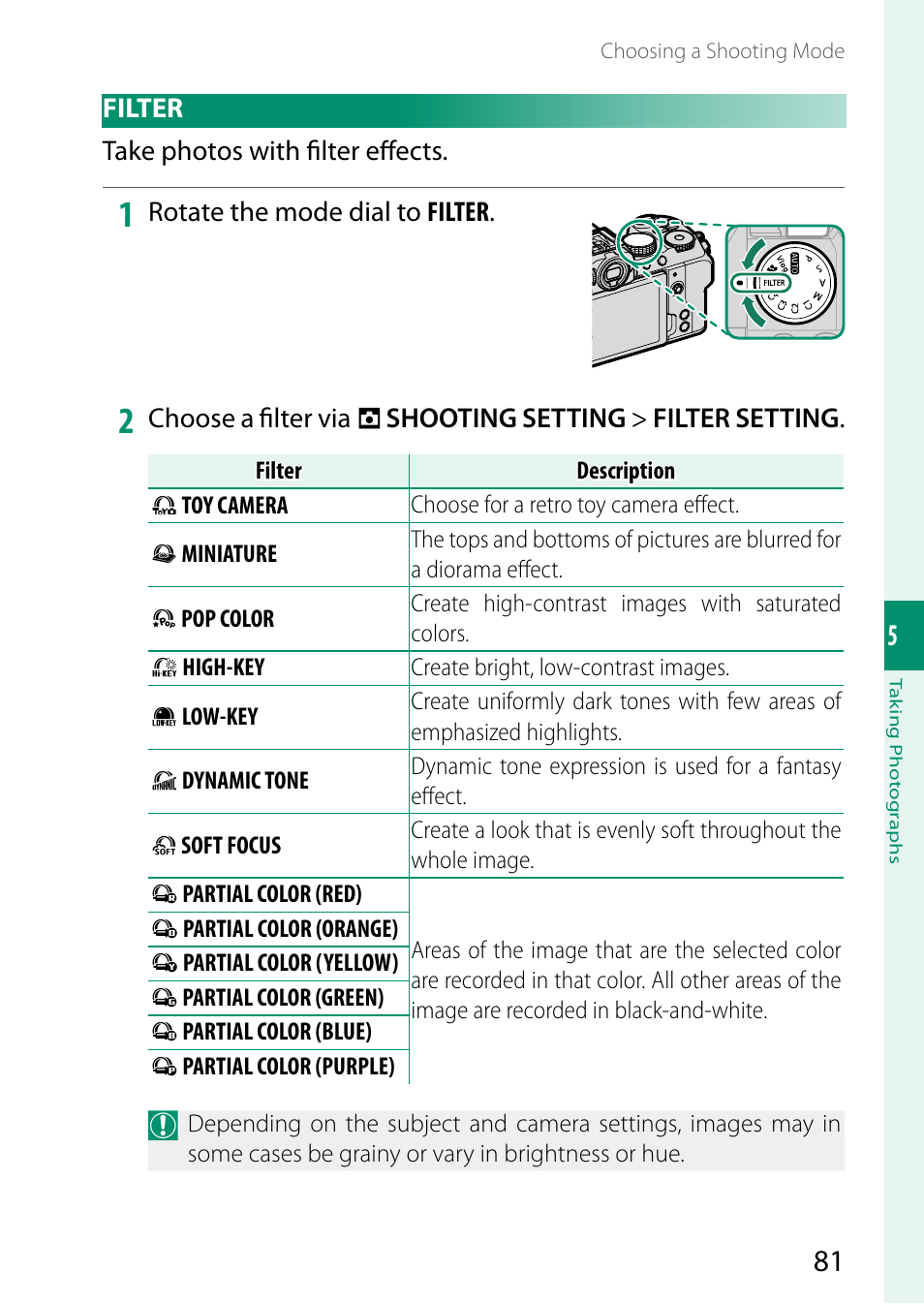Filter | FujiFilm X-S20 Mirrorless Camera with 18-55mm Lens (Black) User Manual | Page 107 / 424