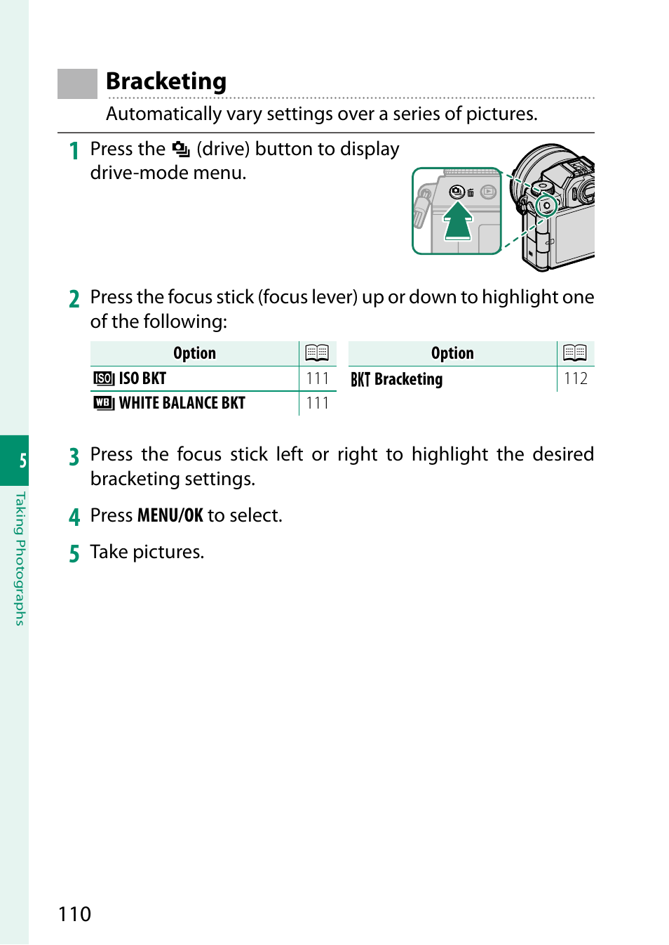 Bracketing | FujiFilm X-S20 Mirrorless Camera with 18-55mm Lens (Black) User Manual | Page 136 / 424