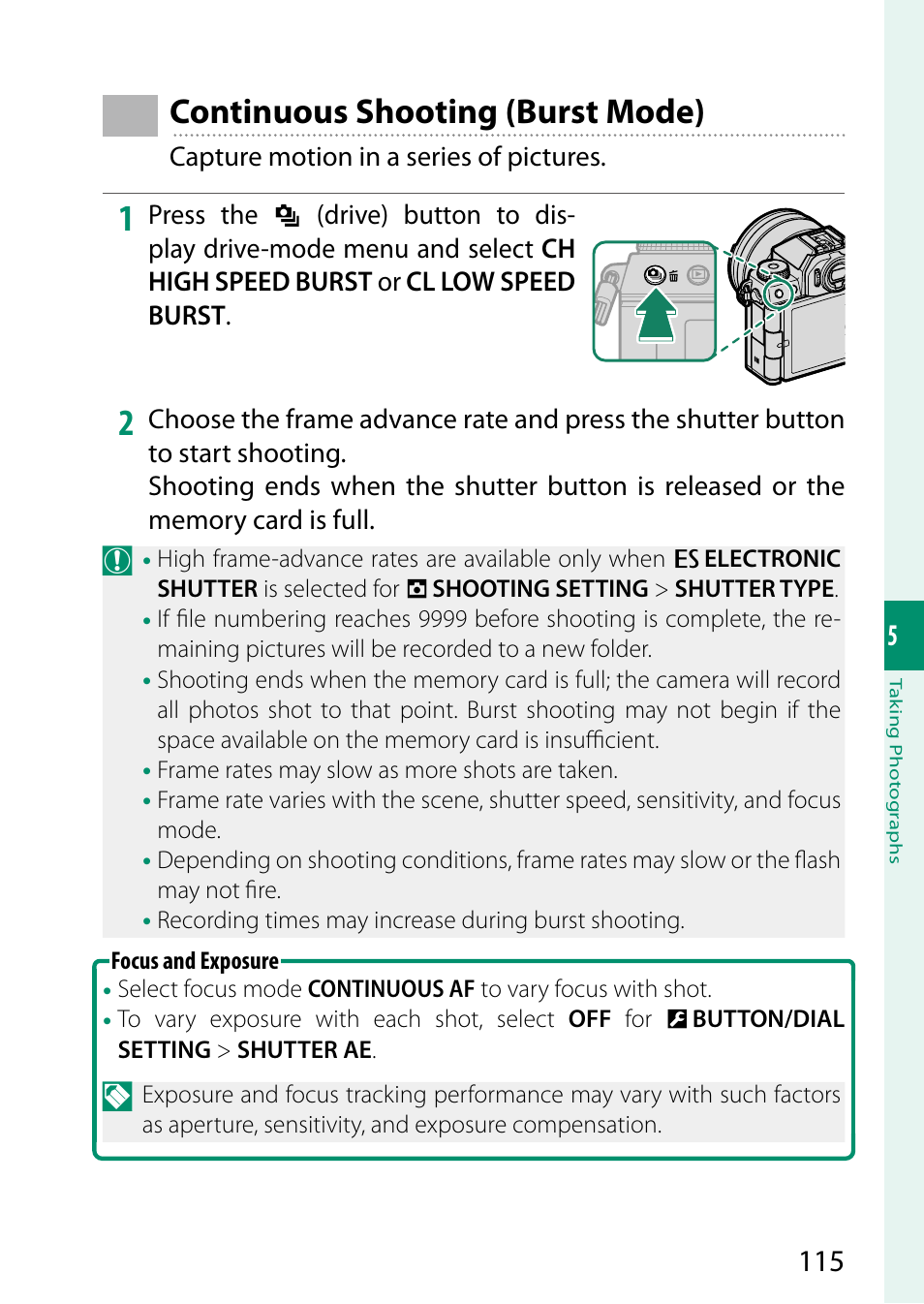 Continuous shooting (burst mode) | FujiFilm X-S20 Mirrorless Camera with 18-55mm Lens (Black) User Manual | Page 141 / 424
