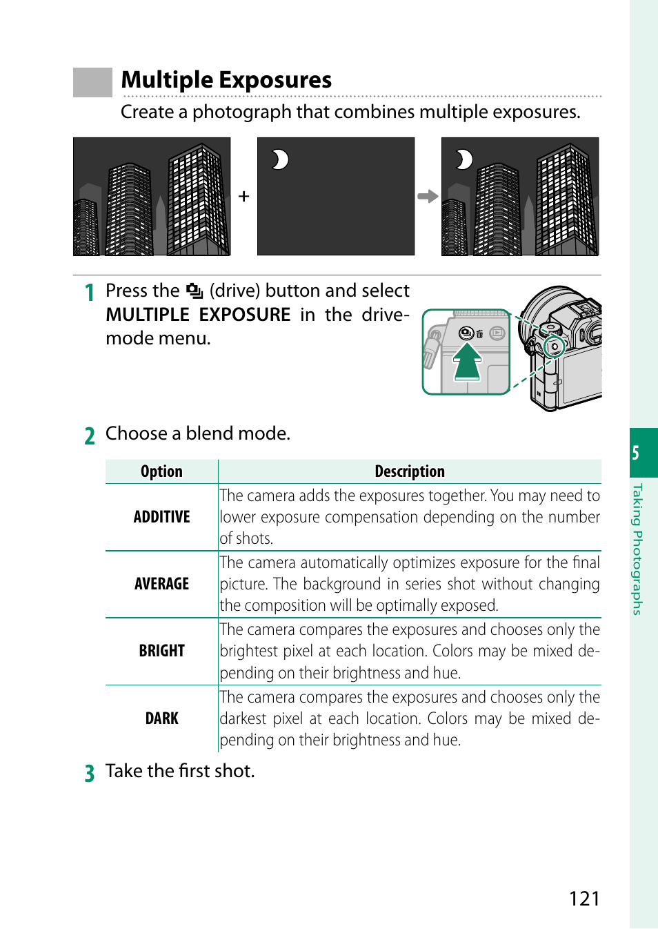 Multiple exposures | FujiFilm X-S20 Mirrorless Camera with 18-55mm Lens (Black) User Manual | Page 147 / 424