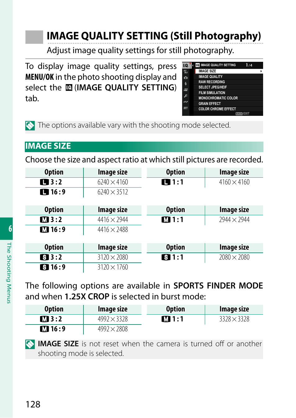 Image quality setting (still photography), Image size | FujiFilm X-S20 Mirrorless Camera with 18-55mm Lens (Black) User Manual | Page 154 / 424