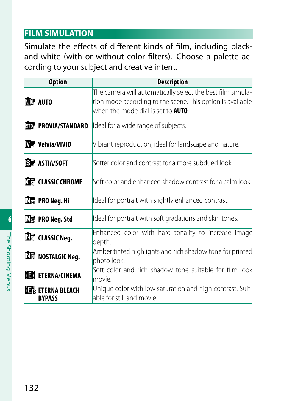 Film simulation | FujiFilm X-S20 Mirrorless Camera with 18-55mm Lens (Black) User Manual | Page 158 / 424