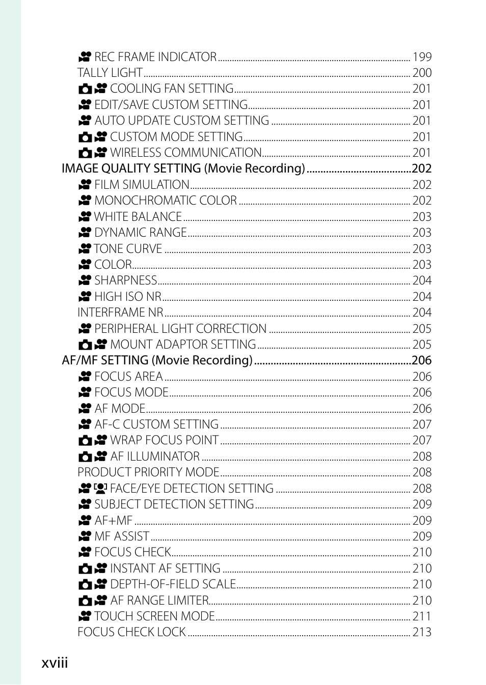 Xviii | FujiFilm X-S20 Mirrorless Camera with 18-55mm Lens (Black) User Manual | Page 18 / 424