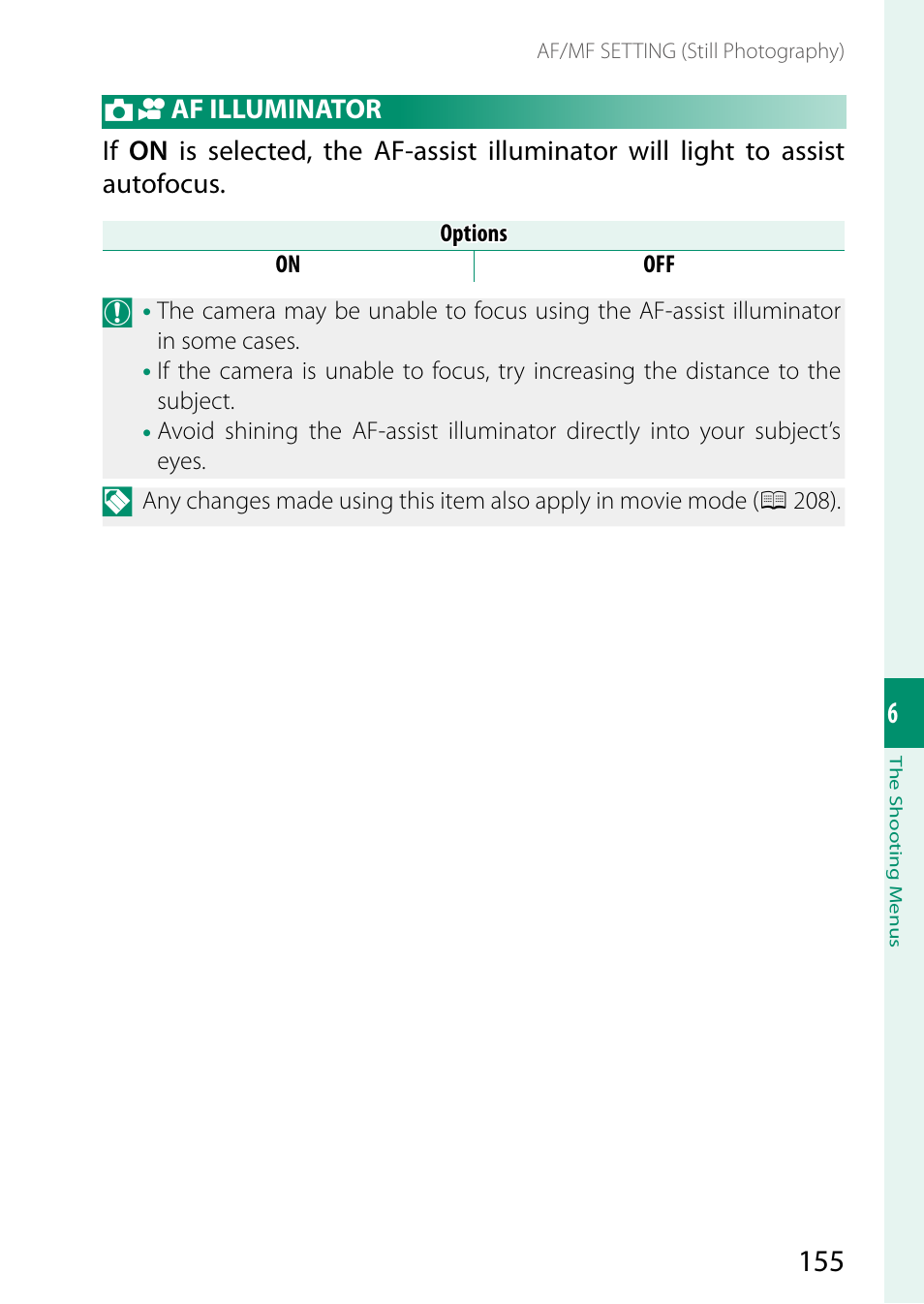 Af illuminator | FujiFilm X-S20 Mirrorless Camera with 18-55mm Lens (Black) User Manual | Page 181 / 424