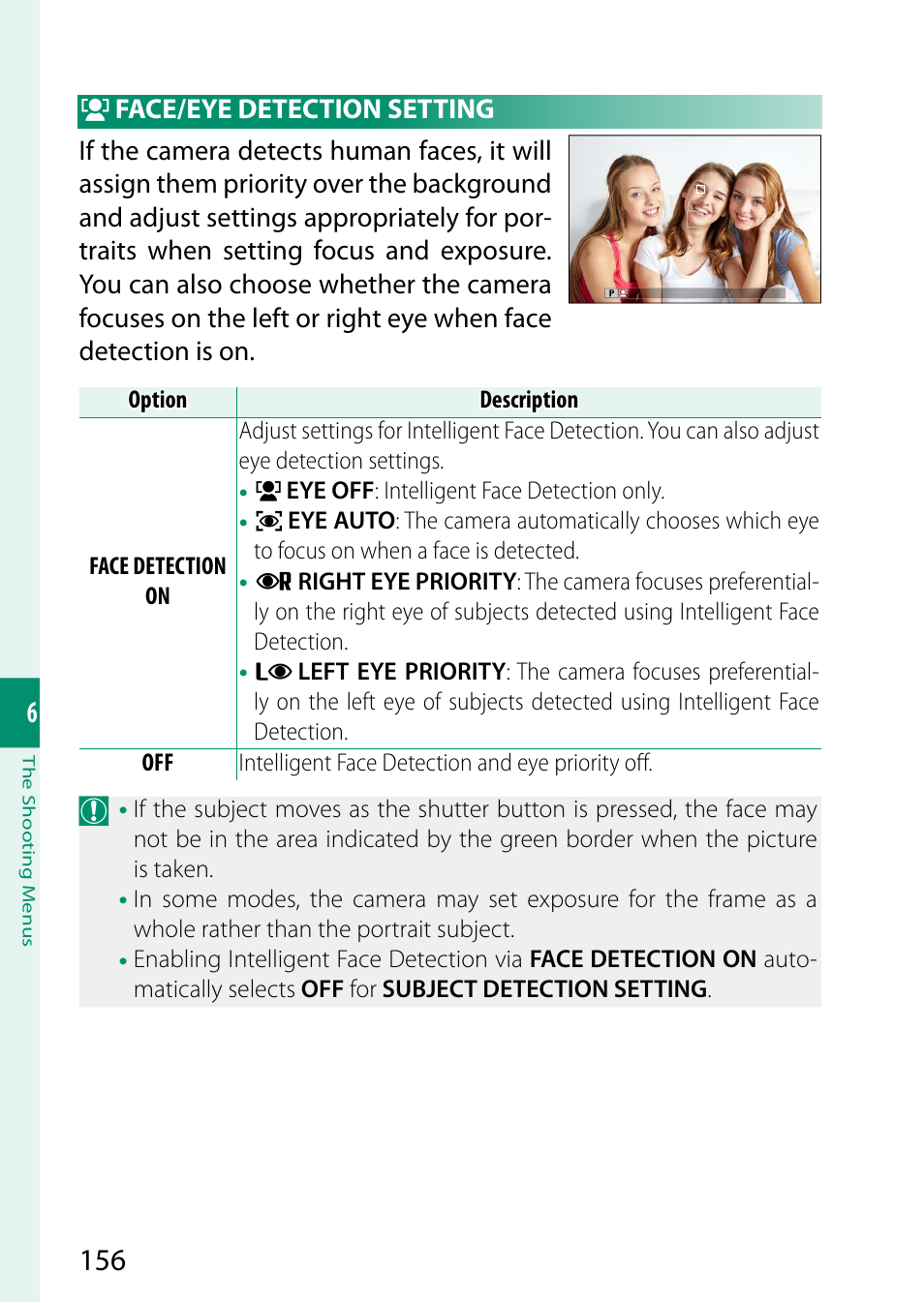 Face/eye detection setting | FujiFilm X-S20 Mirrorless Camera with 18-55mm Lens (Black) User Manual | Page 182 / 424