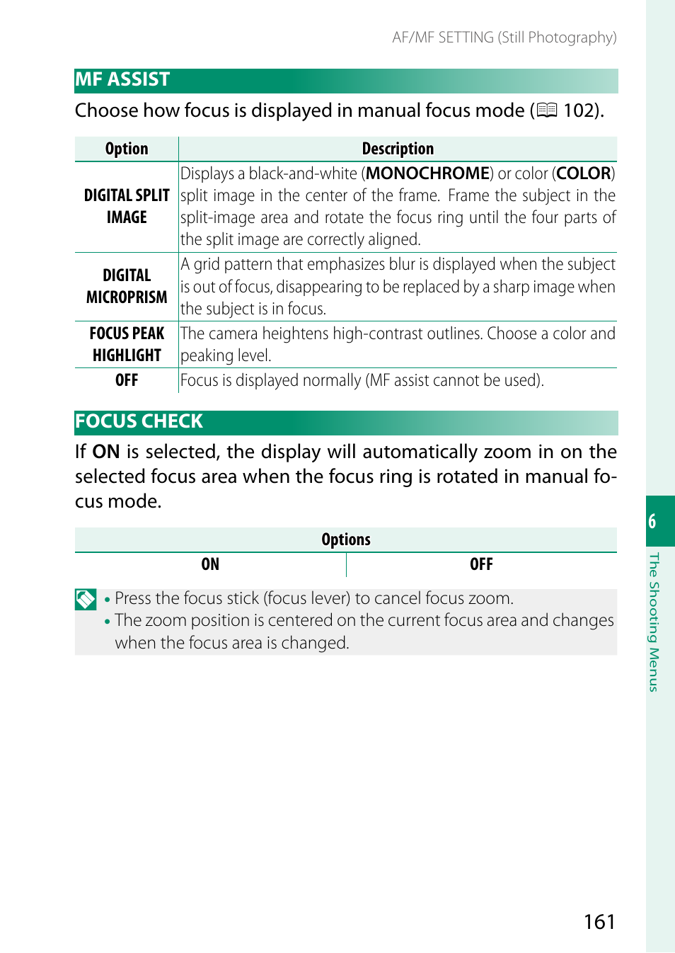 Mf assist, Focus check, Mf assist focus check | FujiFilm X-S20 Mirrorless Camera with 18-55mm Lens (Black) User Manual | Page 187 / 424