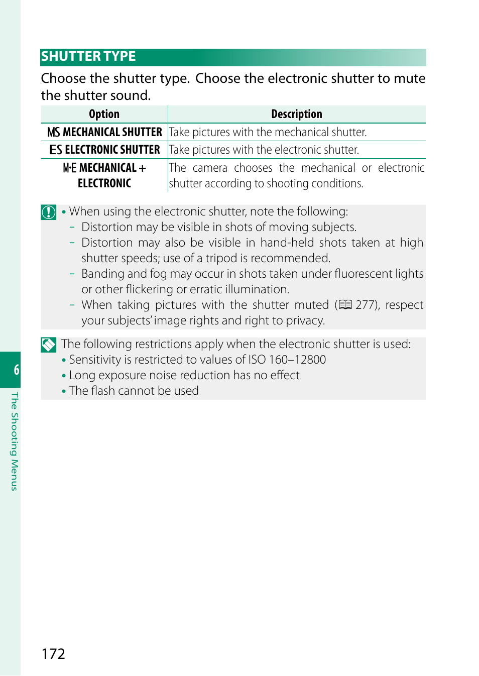 Shutter type | FujiFilm X-S20 Mirrorless Camera with 18-55mm Lens (Black) User Manual | Page 198 / 424
