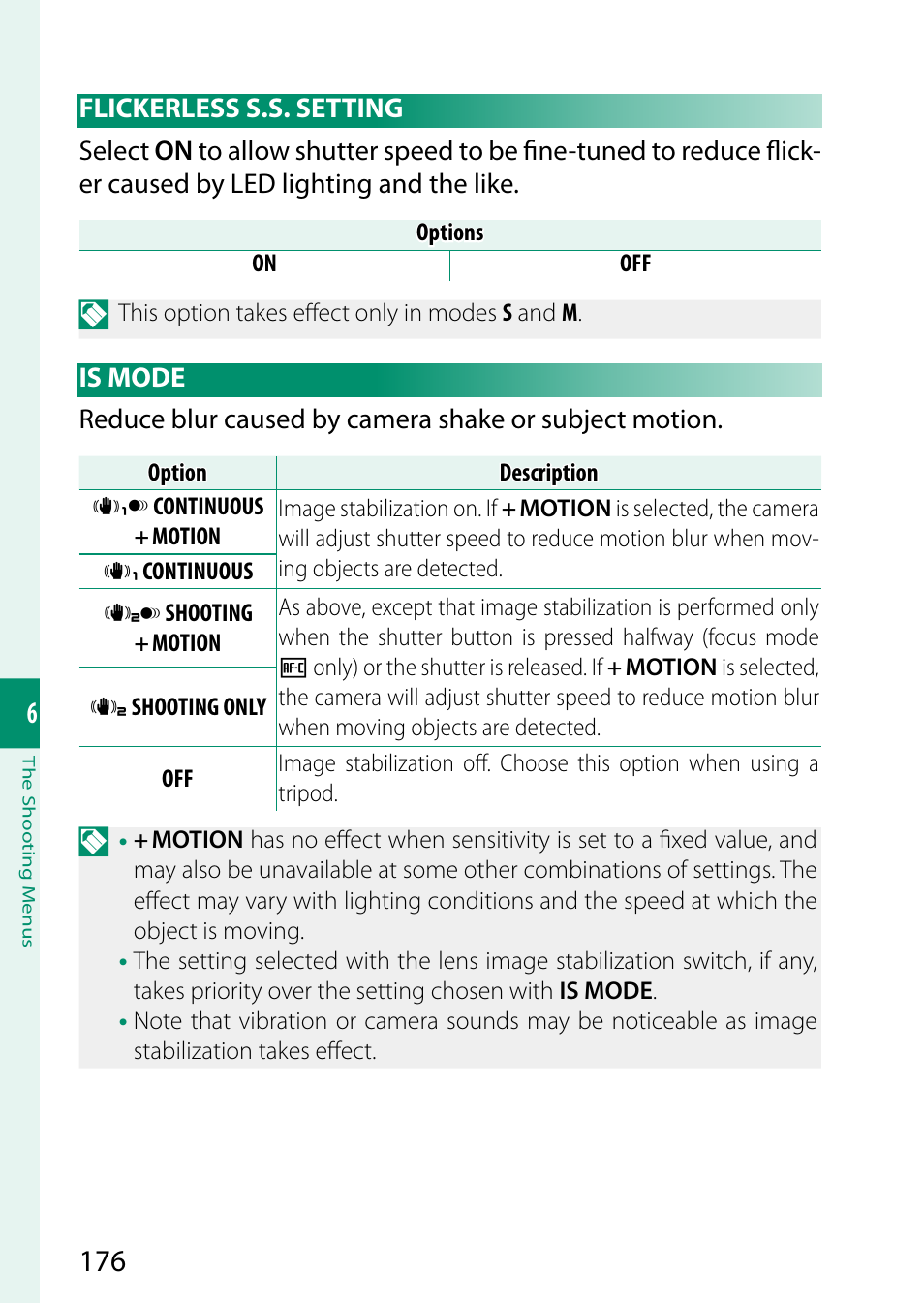 Flickerless s.s. setting, Is mode, Flickerless s.s. setting is mode | FujiFilm X-S20 Mirrorless Camera with 18-55mm Lens (Black) User Manual | Page 202 / 424