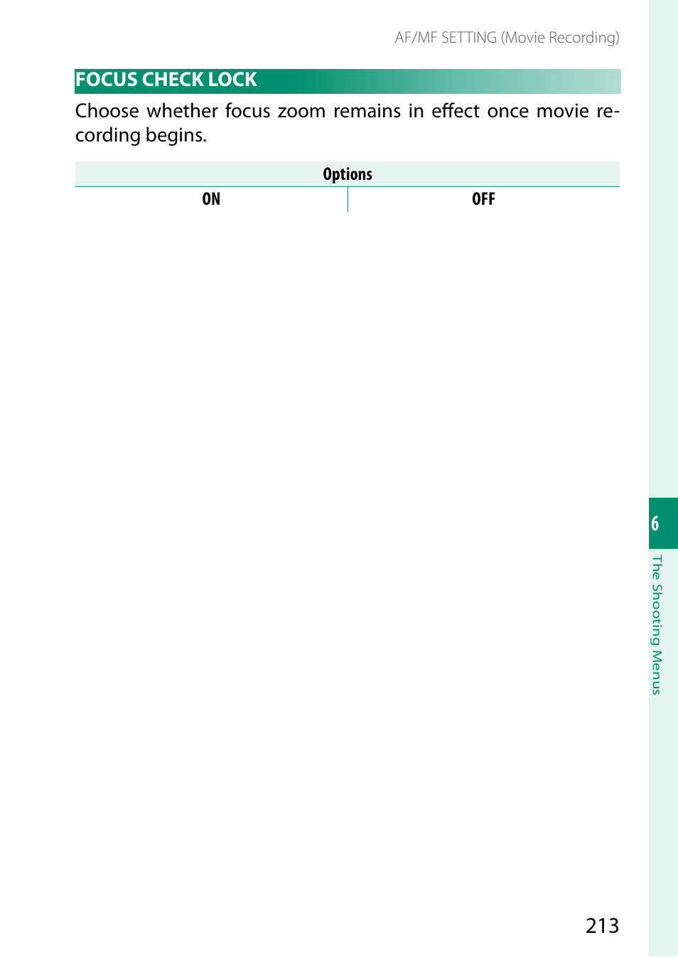 Focus check lock | FujiFilm X-S20 Mirrorless Camera with 18-55mm Lens (Black) User Manual | Page 239 / 424