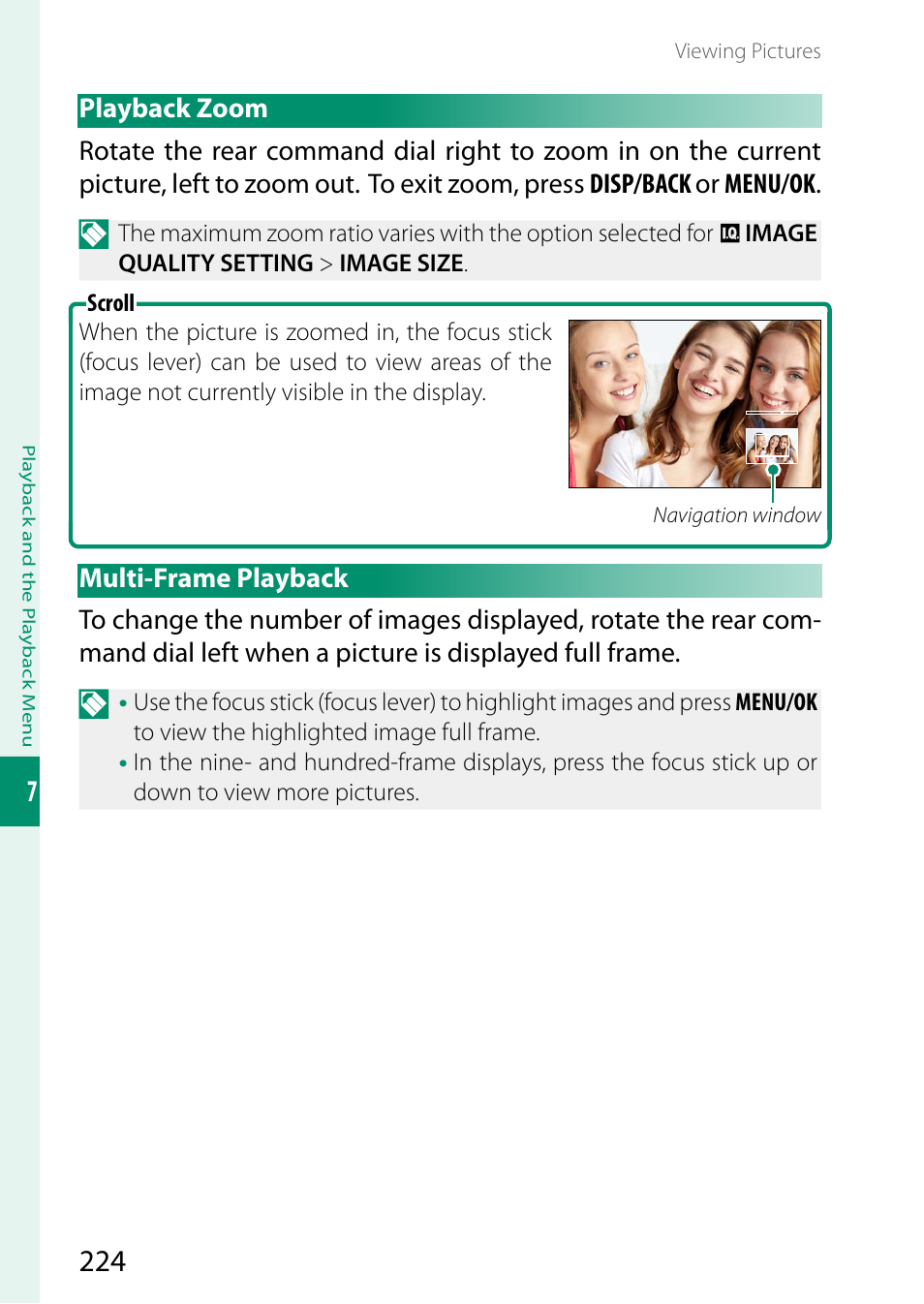 Playback zoom, Multi-frame playback, Playback zoom multi-frame playback | FujiFilm X-S20 Mirrorless Camera with 18-55mm Lens (Black) User Manual | Page 250 / 424