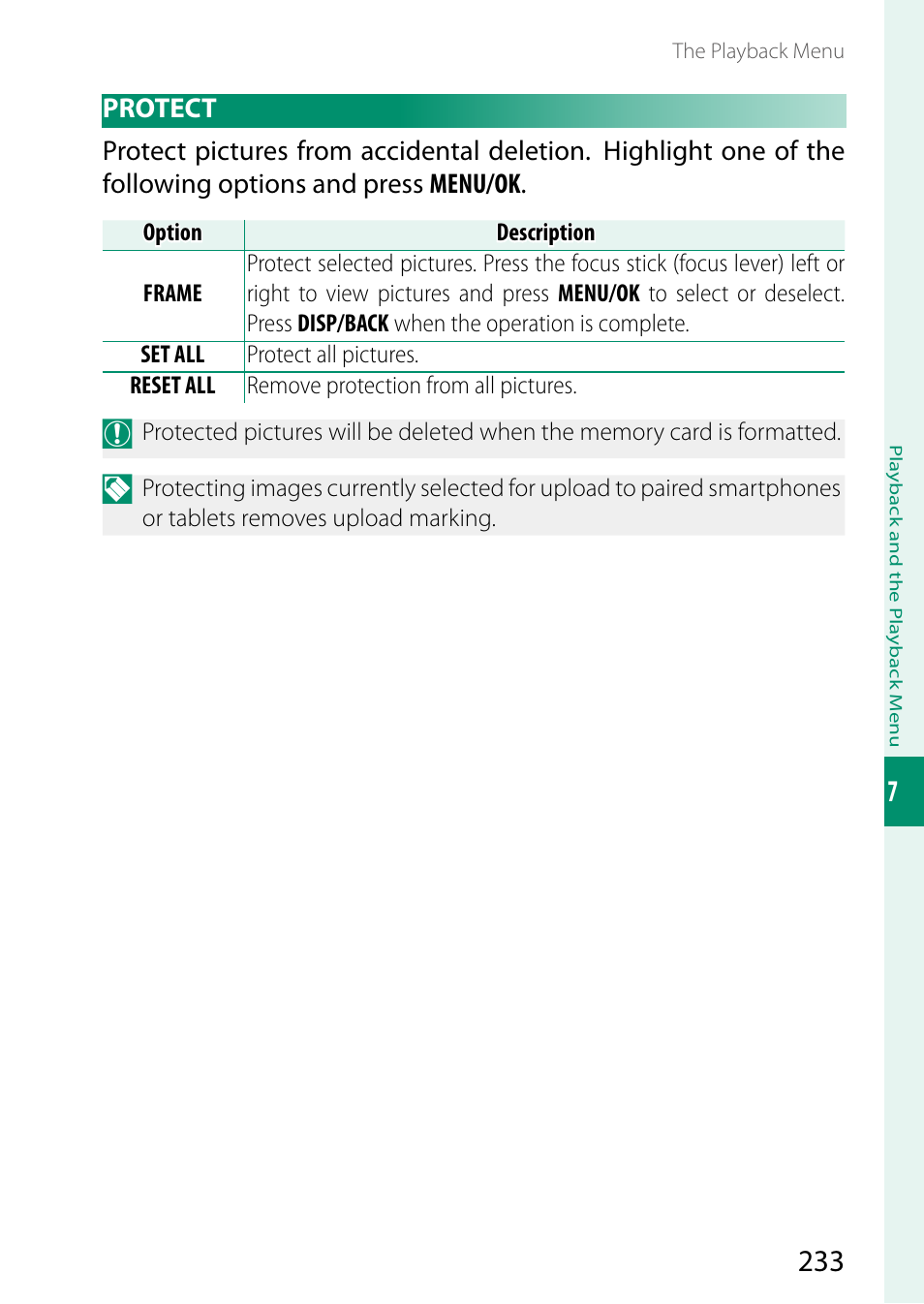 Protect | FujiFilm X-S20 Mirrorless Camera with 18-55mm Lens (Black) User Manual | Page 259 / 424