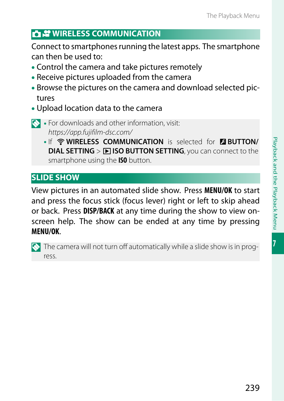 Wireless communication, Slide show | FujiFilm X-S20 Mirrorless Camera with 18-55mm Lens (Black) User Manual | Page 265 / 424