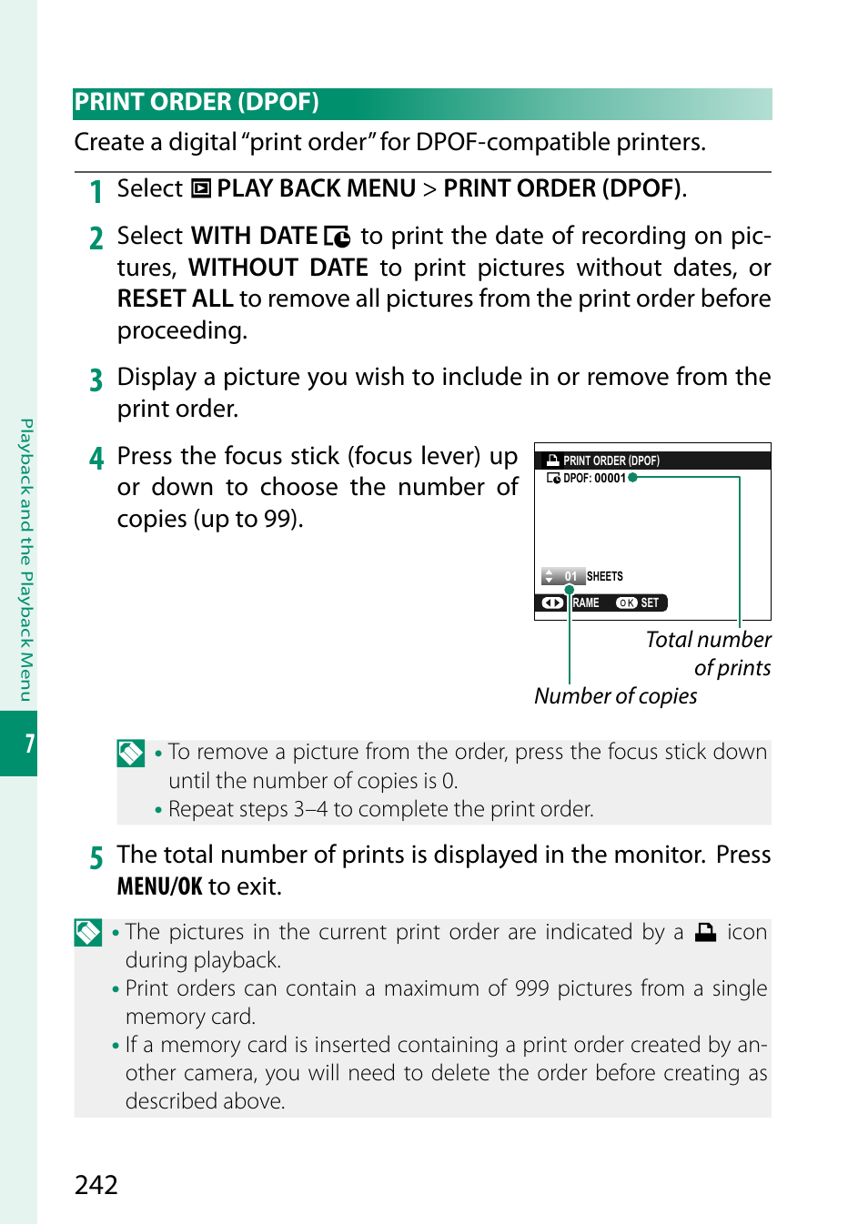 Print order (dpof) | FujiFilm X-S20 Mirrorless Camera with 18-55mm Lens (Black) User Manual | Page 268 / 424