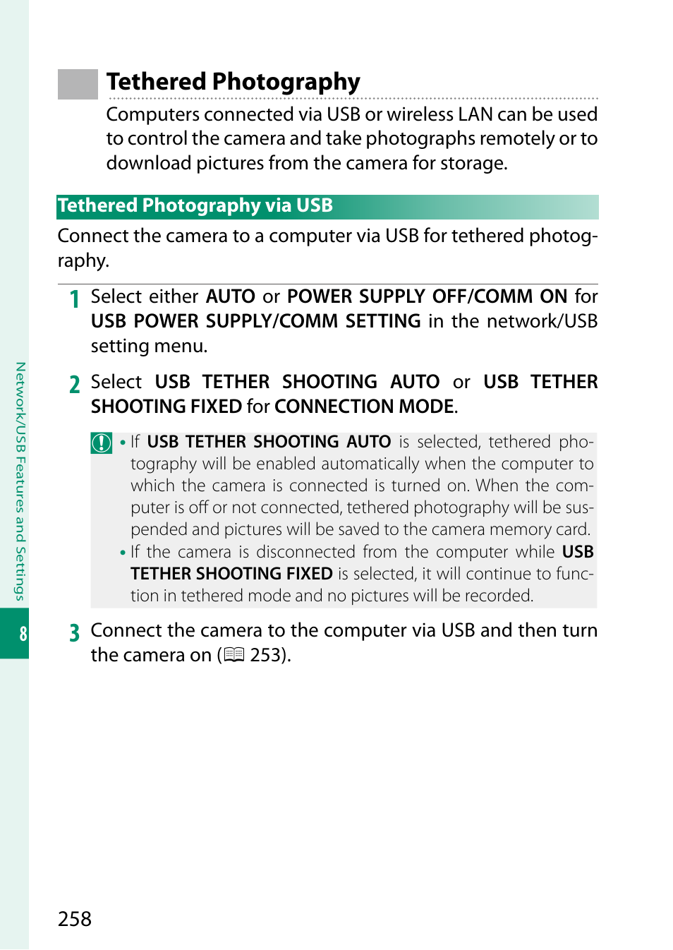 Tethered photography, Tethered photography via usb | FujiFilm X-S20 Mirrorless Camera with 18-55mm Lens (Black) User Manual | Page 284 / 424