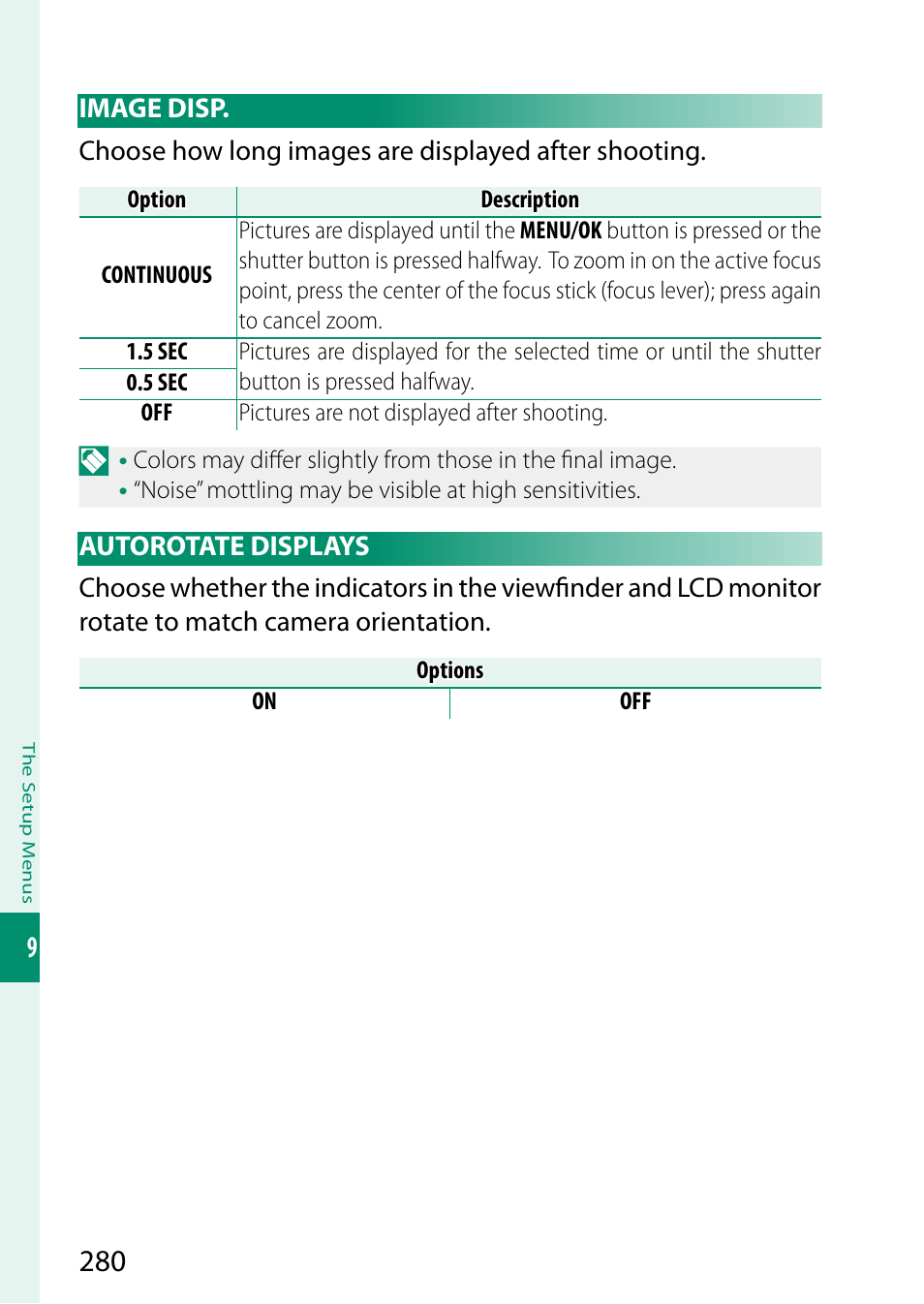 Image disp, Autorotate displays, Image disp autorotate displays | FujiFilm X-S20 Mirrorless Camera with 18-55mm Lens (Black) User Manual | Page 306 / 424