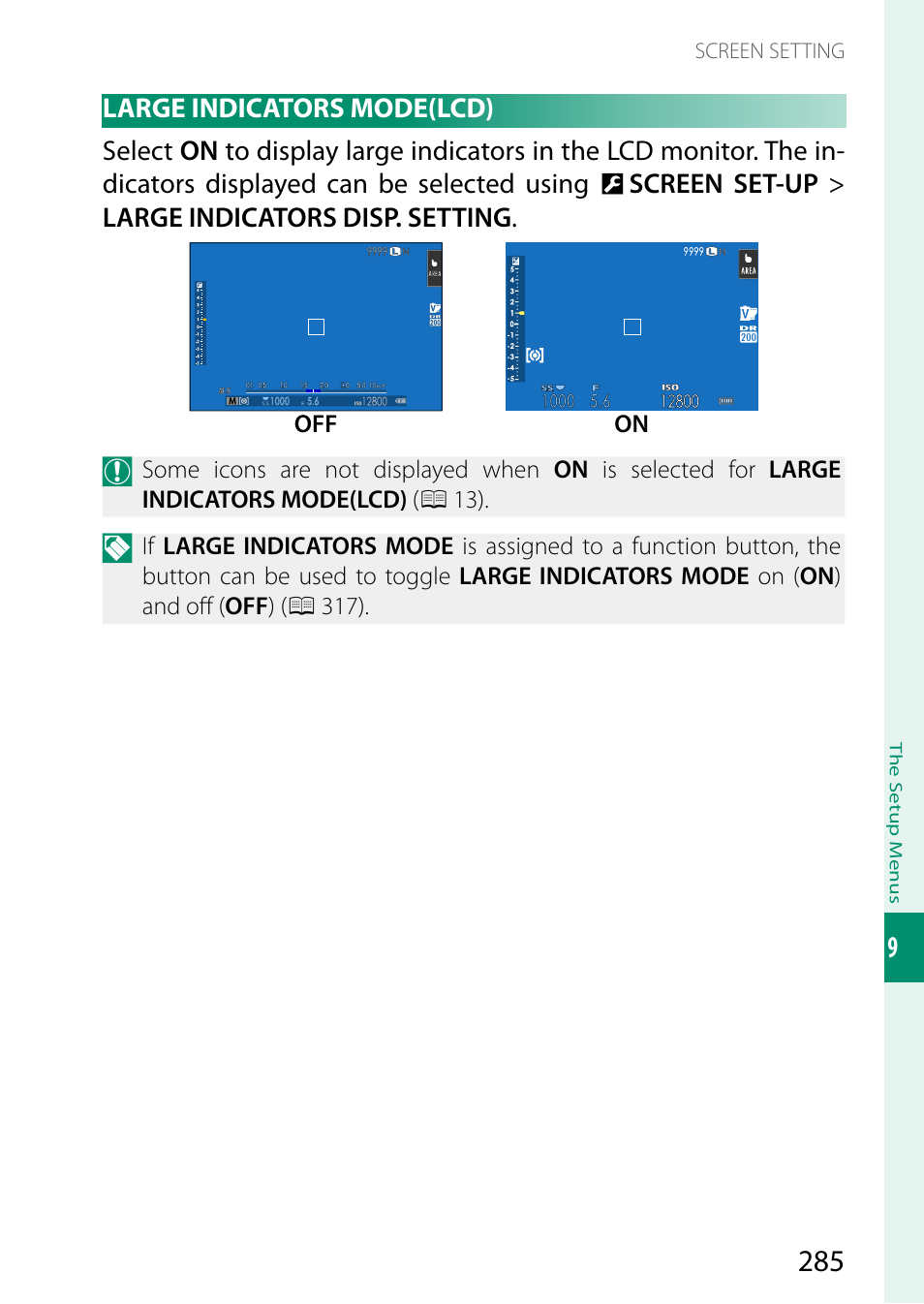 Large indicators mode(lcd) | FujiFilm X-S20 Mirrorless Camera with 18-55mm Lens (Black) User Manual | Page 311 / 424