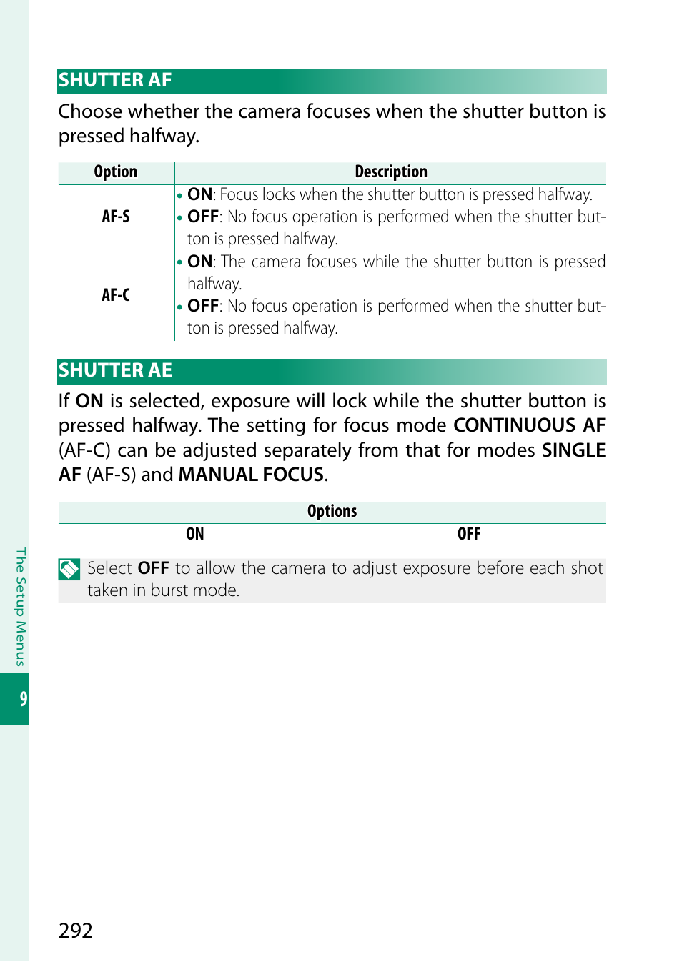 Shutter af, Shutter ae, Shutter af shutter ae | FujiFilm X-S20 Mirrorless Camera with 18-55mm Lens (Black) User Manual | Page 318 / 424