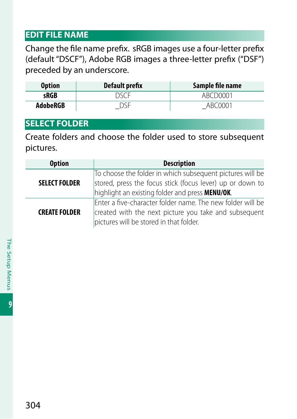 Edit file name, Select folder, Edit file name select folder | FujiFilm X-S20 Mirrorless Camera with 18-55mm Lens (Black) User Manual | Page 330 / 424