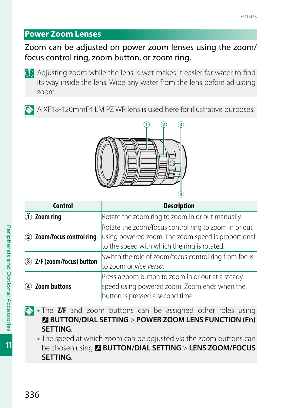Power zoom lenses | FujiFilm X-S20 Mirrorless Camera with 18-55mm Lens (Black) User Manual | Page 362 / 424