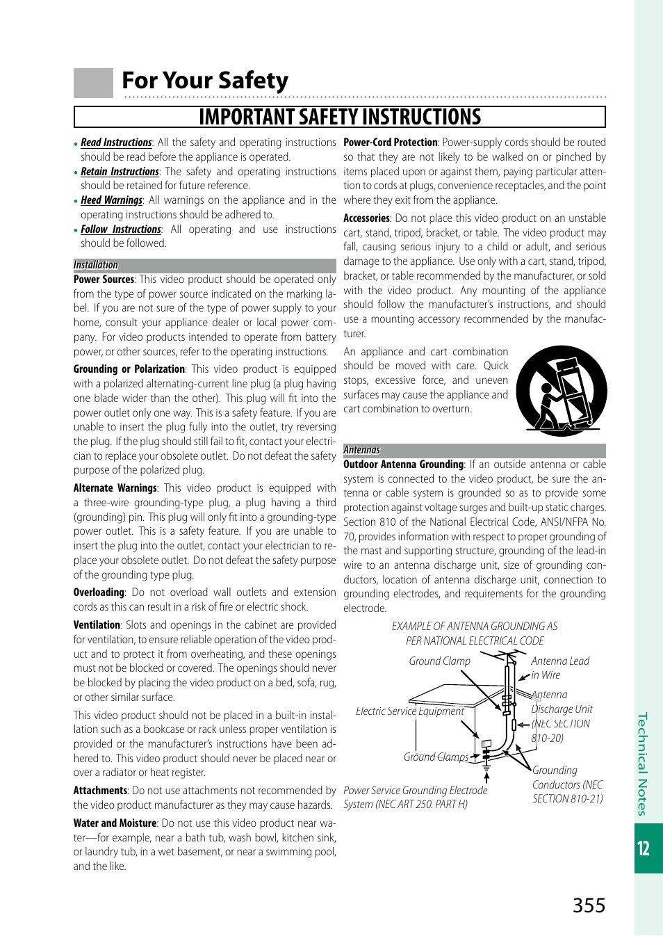 For your safety, Important safety instructions | FujiFilm X-S20 Mirrorless Camera with 18-55mm Lens (Black) User Manual | Page 381 / 424