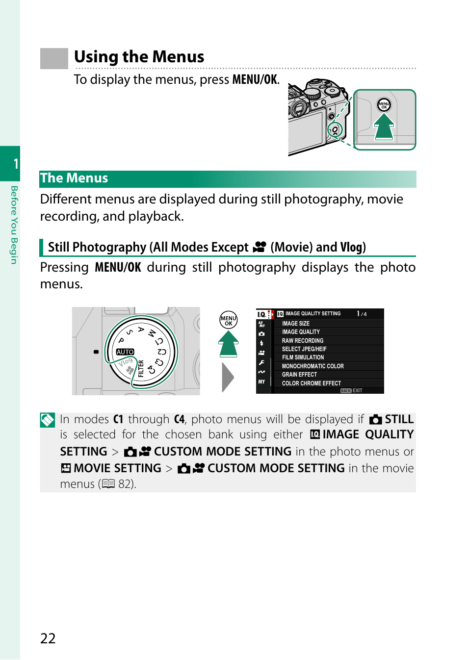 Using the menus, The menus | FujiFilm X-S20 Mirrorless Camera with 18-55mm Lens (Black) User Manual | Page 48 / 424