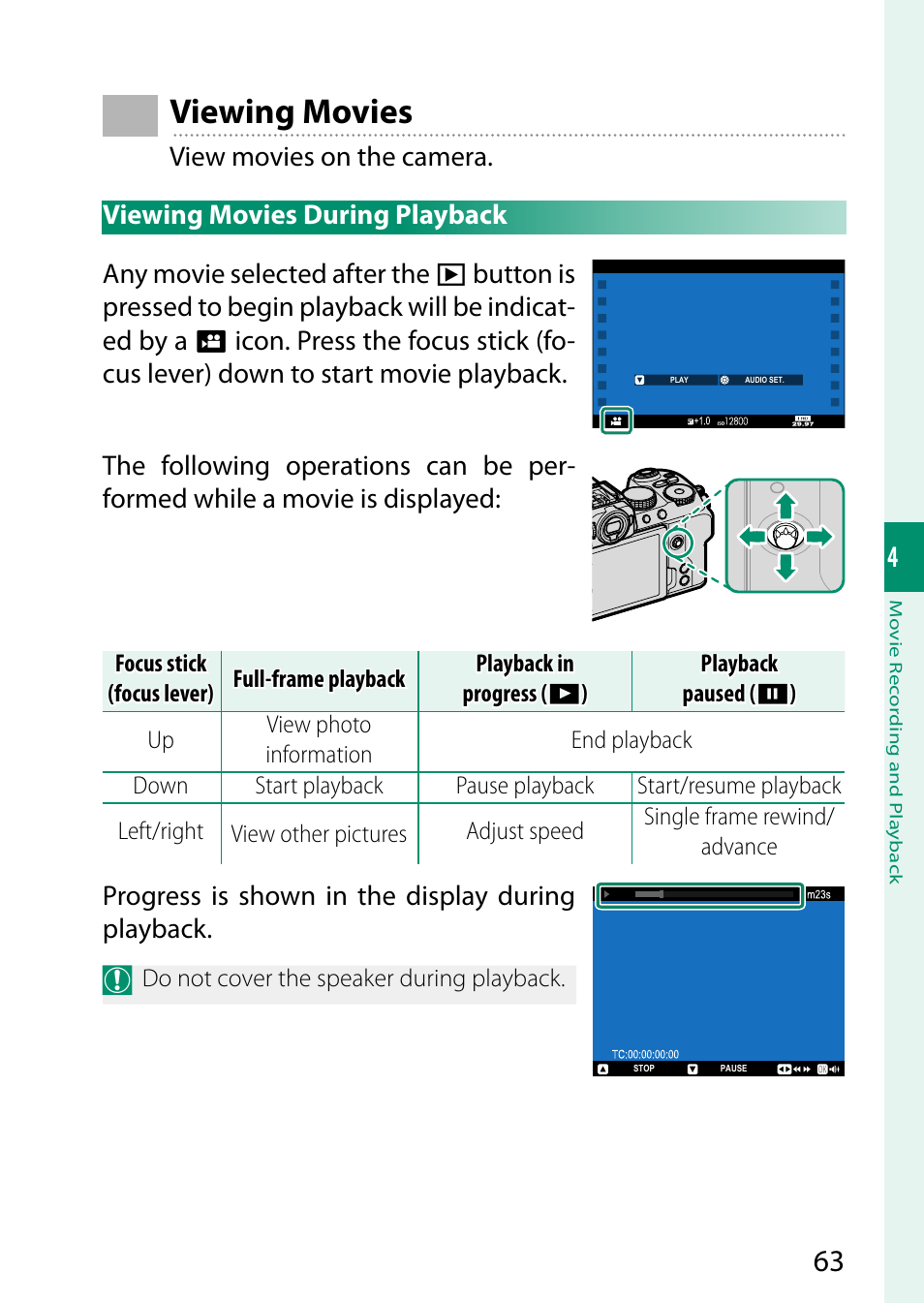 Viewing movies, Viewing movies during playback | FujiFilm X-S20 Mirrorless Camera with 18-55mm Lens (Black) User Manual | Page 89 / 424