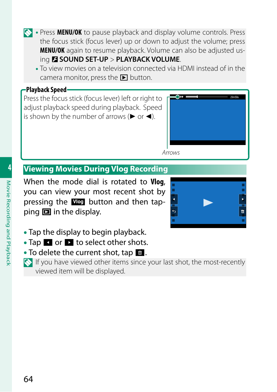 Viewing movies during vlog recording | FujiFilm X-S20 Mirrorless Camera with 18-55mm Lens (Black) User Manual | Page 90 / 424