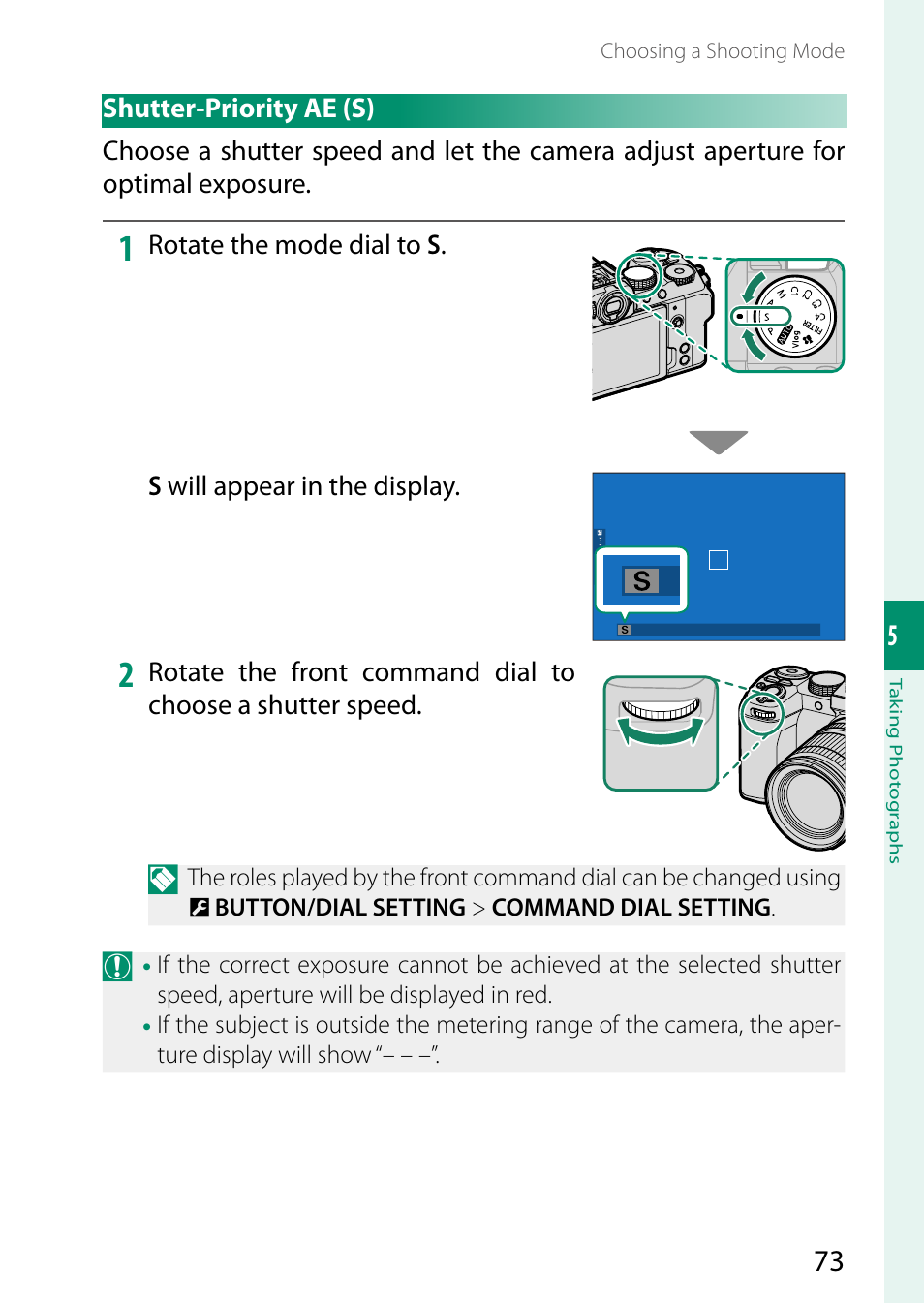 Shutter-priority ae (s) | FujiFilm X-S20 Mirrorless Camera with 18-55mm Lens (Black) User Manual | Page 99 / 424