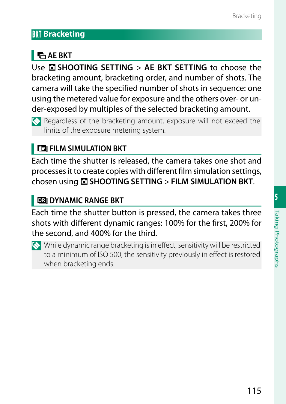 Bracketing | FujiFilm X-H2 Mirrorless Camera User Manual | Page 139 / 404