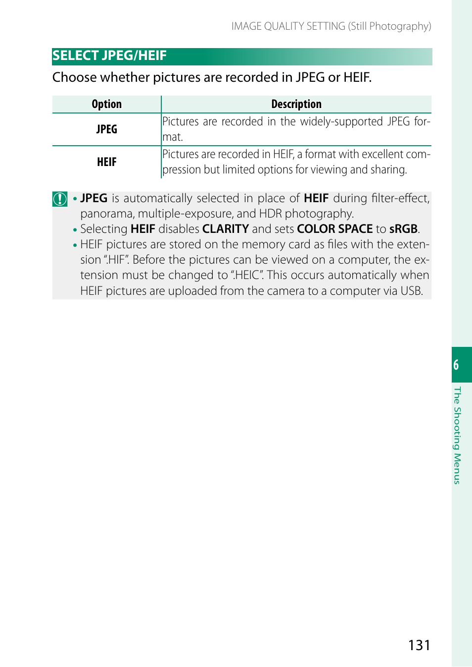 Select jpeg/heif | FujiFilm X-H2 Mirrorless Camera User Manual | Page 155 / 404