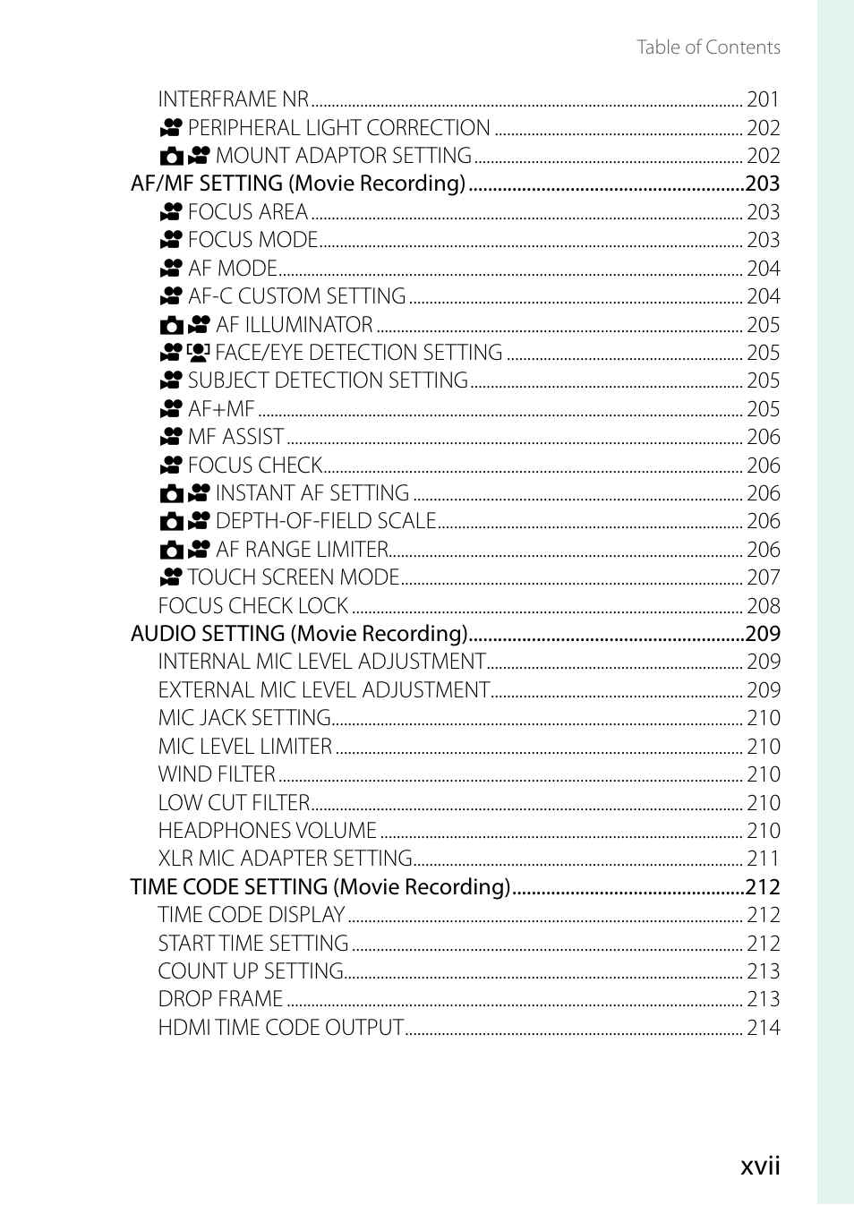 Xvii | FujiFilm X-H2 Mirrorless Camera User Manual | Page 17 / 404