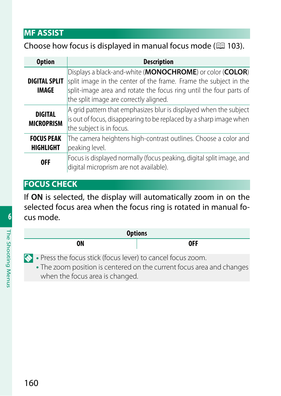 Mf assist, Focus check, Mf assist focus check | FujiFilm X-H2 Mirrorless Camera User Manual | Page 184 / 404